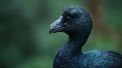 Fototapeta premium A close up of a black bird with a green background