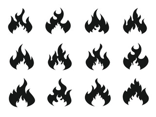 Set of Variant Flat Fires Isolated On White Background
