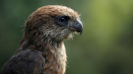 Fototapeta premium A close up of a bird of prey with a green background