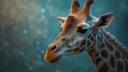 Obraz premium A close up of a giraffe's face with a blurry background