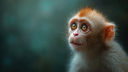 Naklejka premium A close up of a monkey looking at the camera