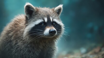 Fototapeta premium A raccoon is staring at the camera