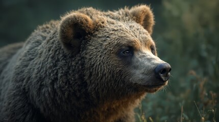 Obraz premium A brown bear standing in a field of tall grass