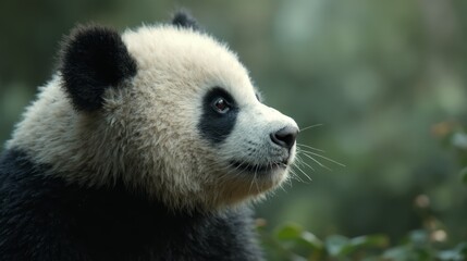 Fototapeta premium A panda bear sitting on top of a lush green field