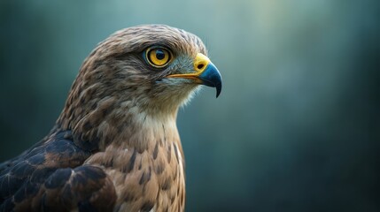 Obraz premium A close up of a bird of prey with yellow eyes