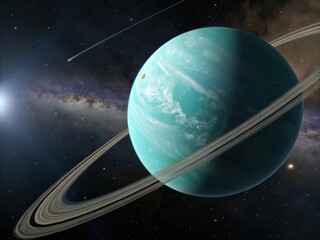 Uranus Planetary Scene in Space with Rings