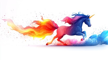 Magical Unicorn Galloping Through Colorful Fantasy Realm