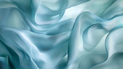 Fototapeta premium Soft blue fabric flowing gracefully in gentle folds, capturing light and texture with serene elegance