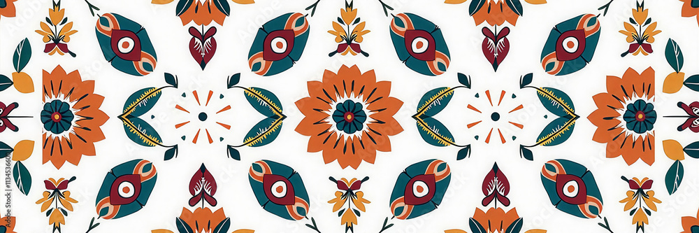Poster a colorful floral pattern with a white background. the flowers are arranged in a way that creates a 
