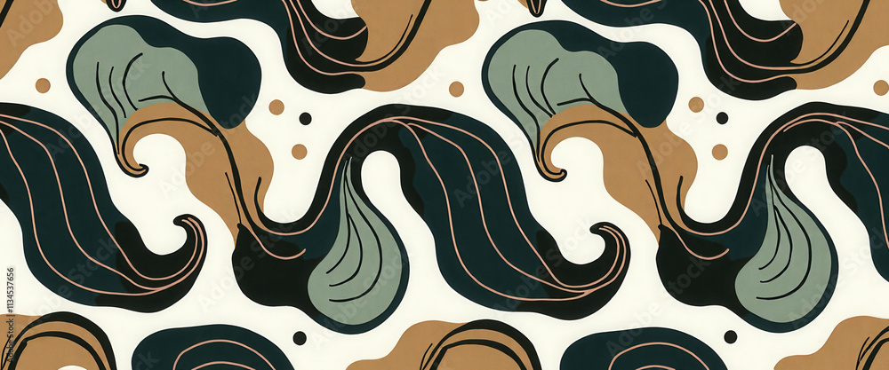 Poster a colorful pattern with a lot of swirls and leaves. the pattern is very busy and has a lot of detail