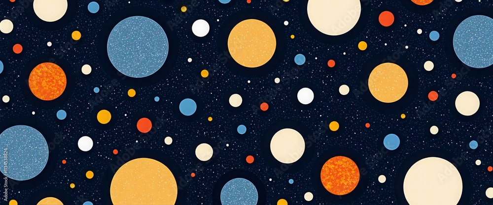 Poster a colorful background with many small circles of different sizes. the circles are scattered all over