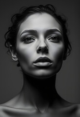Black and white portrait. Surreal, close-up