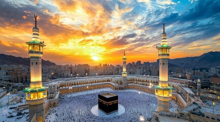 The Holy Kaaba, the Most Sacred Site for Muslims, in Mecca, Saudi Arabia