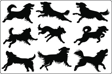 Flat design dog and cat silhouette set, Dog silhouettes set, pet pack of vector silhouette design, isolated background