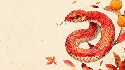 Obraz premium Happy Chinese New Year 2025,Year of the snake zodiac sign,Snake illustration and design,Asian elements gold paper cut style,Lunar new year concept,New Year card 2025.