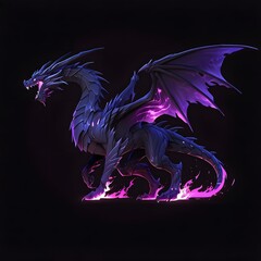 Obraz premium Majestic dragon in dark environment fantasy art digital creation mysterious atmosphere side view enigmatic creature