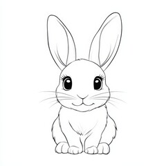 Cute Bunny Illustration: A charming and simple illustration of a bunny rabbit with big eyes, perfect for children's books, coloring pages, or educational resources. 