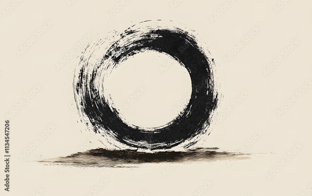 Poster a minimalist black circle on a light background, symbolizing unity or completeness.