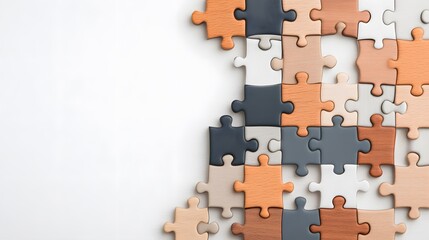 Abstract illustration of interlocking puzzle pieces, modern design for National Puzzle Day