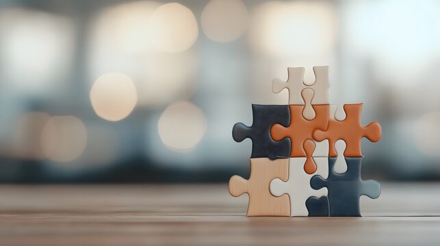 Puzzle board half-completed with vibrant colors, focus on details for National Puzzle Day