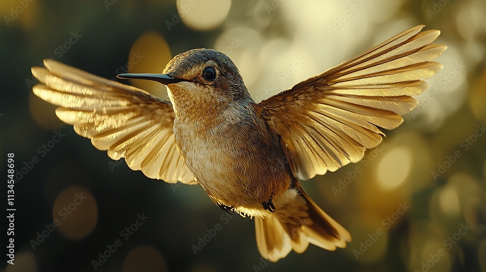Poster agile hummingbird hovering next to vibrant flower symbolizing precision and grace in nature