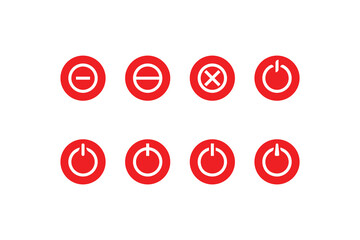Power icon button set collection and red power icon vector