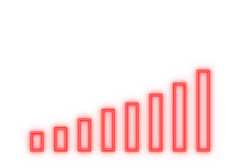 Glowing neon red graph illustration, showcasing a rising business diagram on a transparent background
