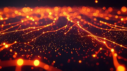 Abstract glowing lines and dots create a vibrant digital landscape.