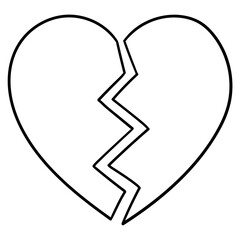 Hand drawn doodle broken heart on white background.