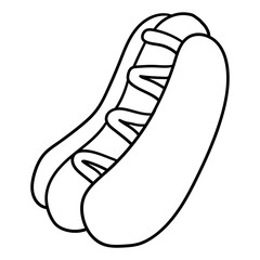 Hand drawn doodle hot dog on white background.