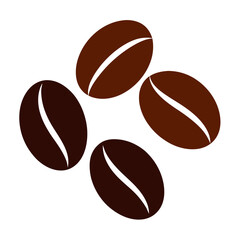 Flat vector illustration of coffee beans isolated on white background