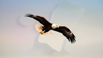 Obraz premium An solitary image of an eagle in flight with a translucent background cutout By