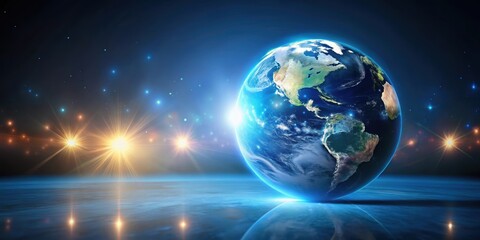 Abstract Earth Hour Day background concept with glowing lights and planet Earth , Earth, hour, concept, abstract