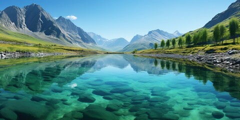 Fototapeta premium lake and mountains