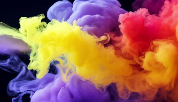 A bright mix of fuchsia and yellow smoke shapes glowing brightly
