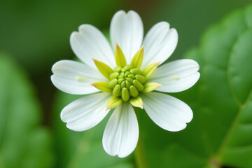 Fototapeta premium closeup white clover flowers showing blooming intricate details trifolium