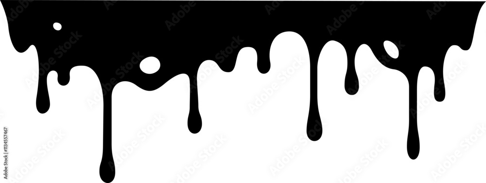 Poster black paint is dripping down a white background, creating an abstract and artistic visual effect wit