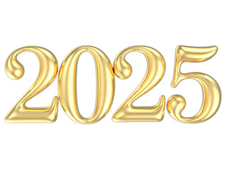 Gold Number 2025 3D Render