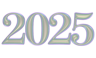 Happy New Year Lens Coated Number 2025 3D Render