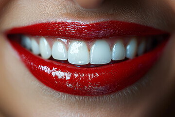 close up lips of woman with red lips