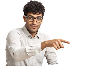 a man pointing at something