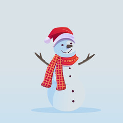 Vector cute snowman with christmas hat