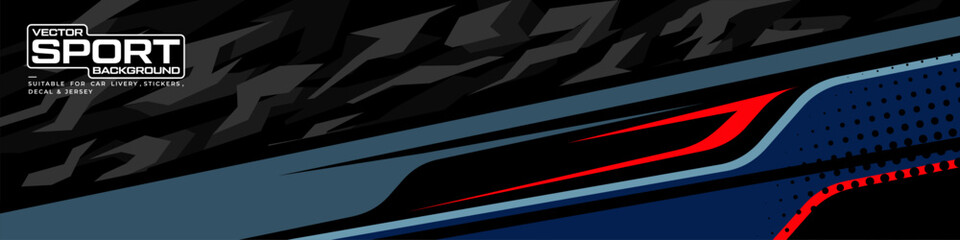 Racing car wrap design vector. Graphic abstract stripe racing background kit designs for wrap vehicle, race car, rally, adventure and livery.