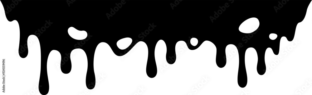 Poster black paint is dripping down a white background, creating an abstract and artistic visual effect wit