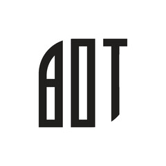 BOT  letter logo design with white background in illustrator, vector logo modern alphabet font