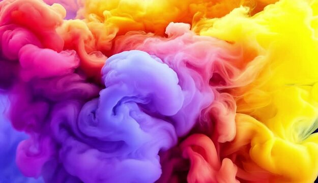 A bright mix of fuchsia and yellow smoke shapes glowing brightly