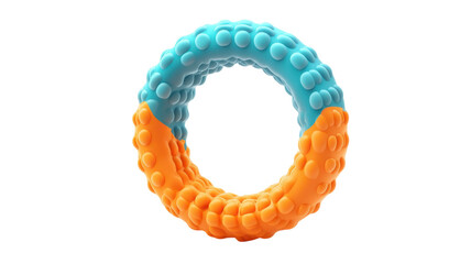 Obraz premium Colorful textured ring in vibrant orange and blue against a transparent background.