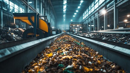 Industrial Recycling Facility with Waste Materials Flow