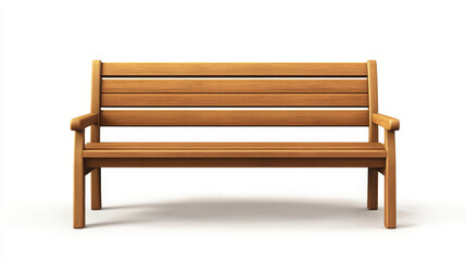 Wooden park or backyard bench front view. Realistic vector illustration set of long chair with light brown wood texture for public city garden. Street furniture made of deck plank. Outdoor seat.