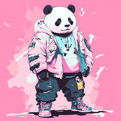Panda anime concept full color illustration